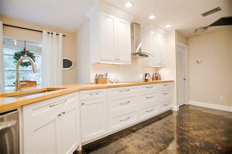 Kitchen Floor Trim White Kitchen Cabinets With Stained Island And