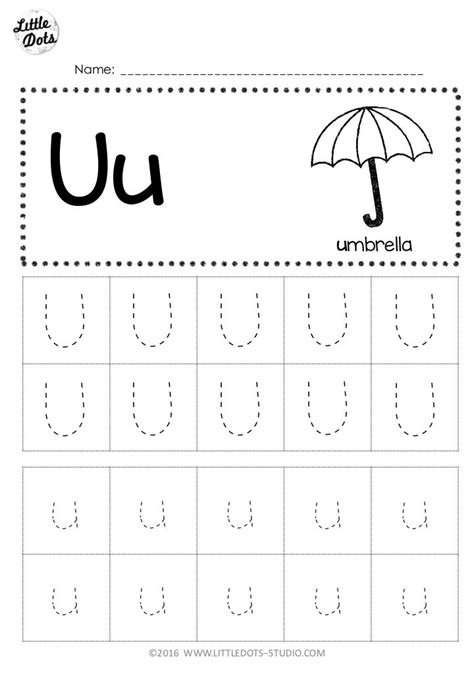 free letter u tracing worksheets