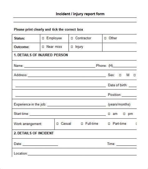 Free Workplace Incident Report Form Template Free Templates Printable