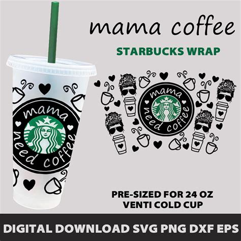 Instant Download Full Wrap Starbucks Venti Cold Cup 24 Oz Cricut Cut