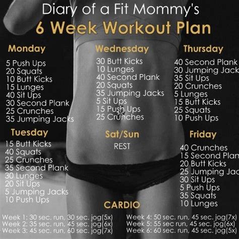 Working out doesn't need to take hours or require expensive gym memberships! 6 Week No-Gym Home Workout Plan (Diary of a Fit Mommy ...