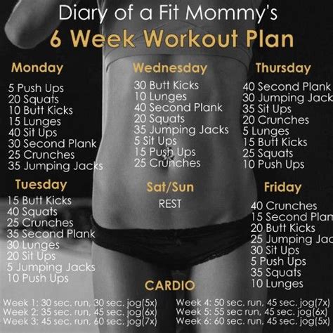 Weekly plan for cardio workout: 6 Week No-Gym Home Workout Plan (Diary of a Fit Mommy ...