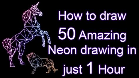 How To Draw Easily 50 Amazing Neon Line Drawing Neon Line Art Youtube