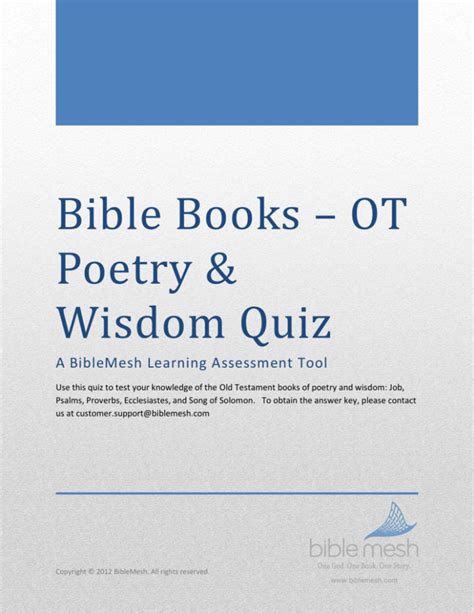 Bible Books Ot Poetry And Wisdom Quiz