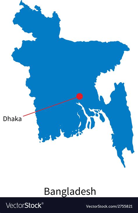 Detailed Map Of Bangladesh And Capital City Dhaka Vector Image