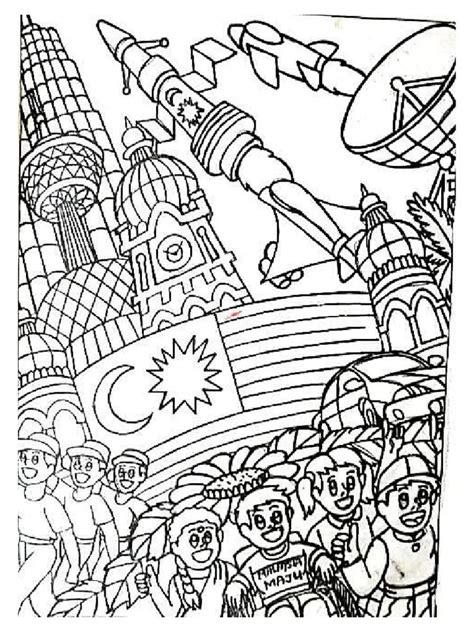 Drawing Merdeka Poster Malaysian Children Coloring Pages Coloring