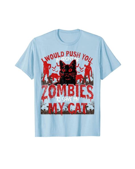 Caterpillar Put You Front Zombies Save Black Cat Lazy Halloween Costume T Shirt In Blue Lyst