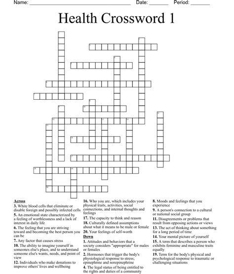 Health Crossword 1 Wordmint