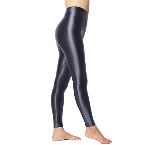 Lunamy Satin Glossy Opaque Pantyhose Sexy Stockings Shiny Yoga Leggings Sport Women Fitness