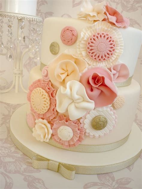 Vintage Ruffle Flower Birthday Cake — Birthday Cakes Birthday Cake