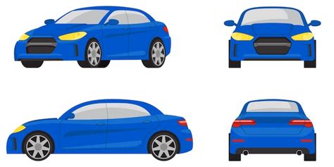 Premium Vector Set Of Sedan Car In Different Views