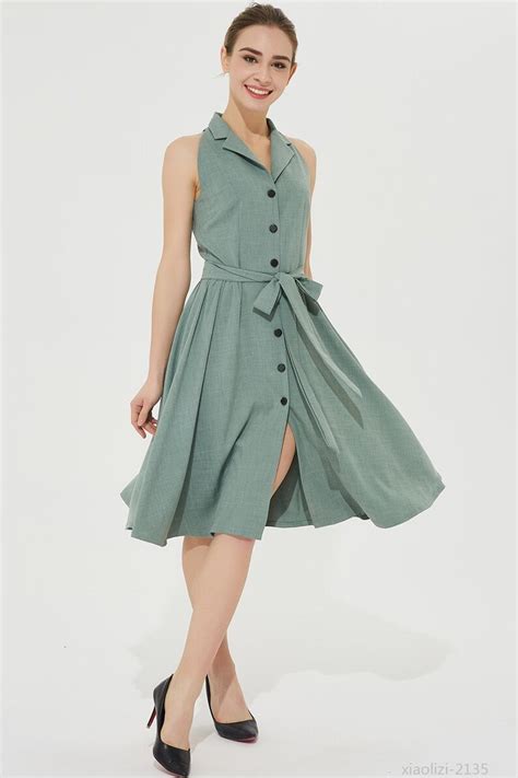 Shirtwaist Dress Midi Swing Dress Button Front Dress Summer Etsy