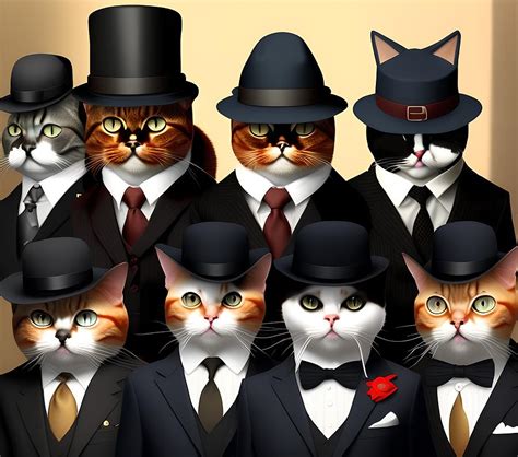 Mafia Cats With Hats And Suits Generative Ai Illustration Digital Art