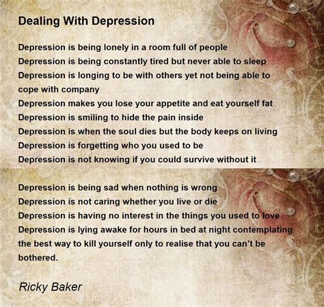 Dealing With Depression Poem By Ricky Baker Poem Hunter