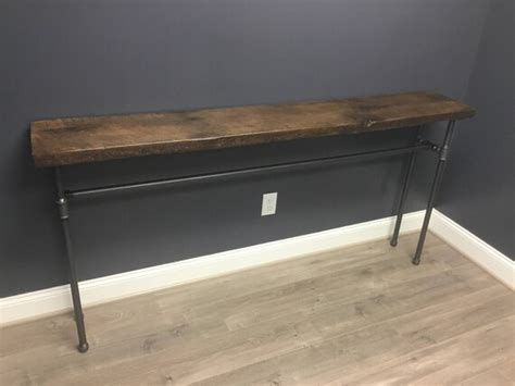 Reclaimed Wood Console Hallway Entryway Table With Iron Pipe