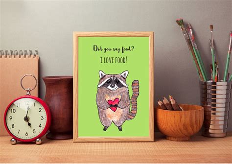 Funny Kitchen Wall Art Quote Prints Printable Raccoon Etsy