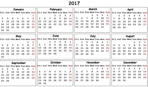 2017 Yearly Calendar Word Template Hq Printable Documents