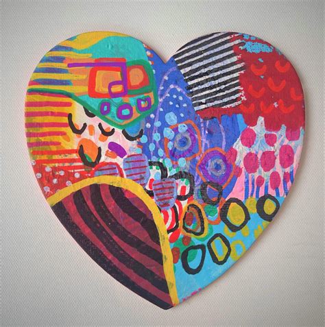 Heart Shaped Unique Colorful Abstract Small Art Heart Art Etsy