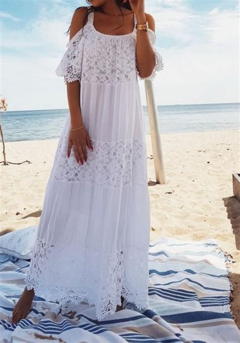 White Tulle Boat Neck Short Sleeve Bridesmaid Flowy Plus Size Elegant Maxi Dress Boho Lace