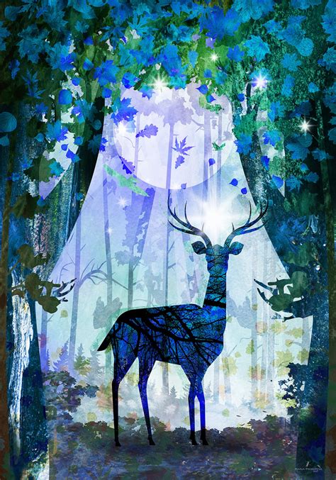 Fairy Deer In The Forest Deer Deer Painting Magic Forest Etsy