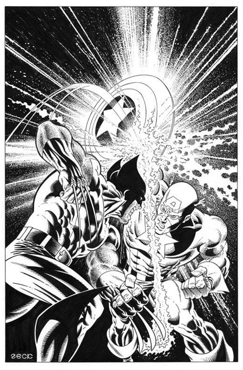 Captain America Vs Wolverine By Mike Zeck Comic Book Artwork Comics