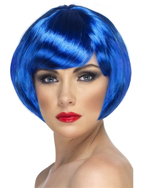 Blue Babe Wig Bob Wig Neon Blue Pageant Party