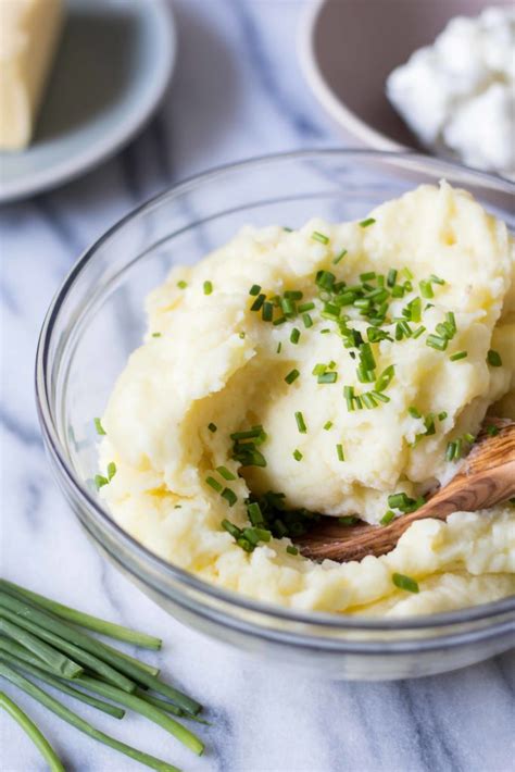 Whisk crème fraîche and eggs. Goat Cheese and Chive Mashed Potatoes - Le Petit Eats