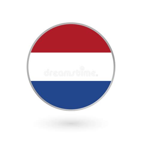 Flag Of Holland Round Icon Or Badge The Netherlands Circle Button Dutch National Symbol
