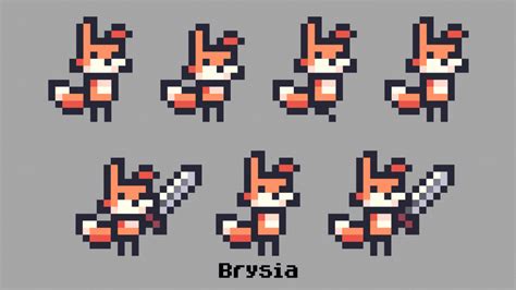 Pixel Fox With Sword 16x16px By Brysia