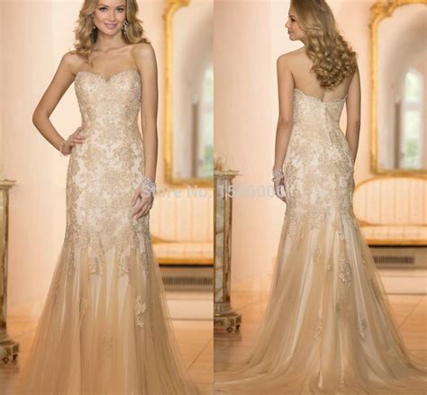 Champagne Color Sweetheart Mermaid Tulle Wedding Gowns New