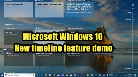 Microsoft Windows 10 New Timeline Feature Demo Youtube