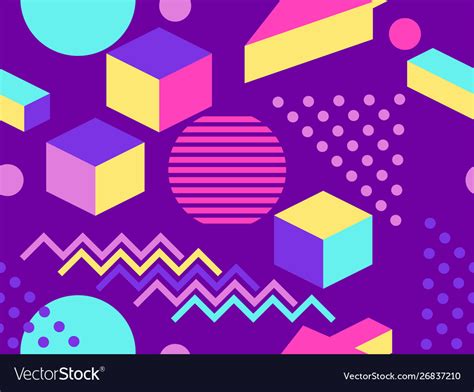 Geometric Seamless Pattern In Memphis And Pop Art Vector Image