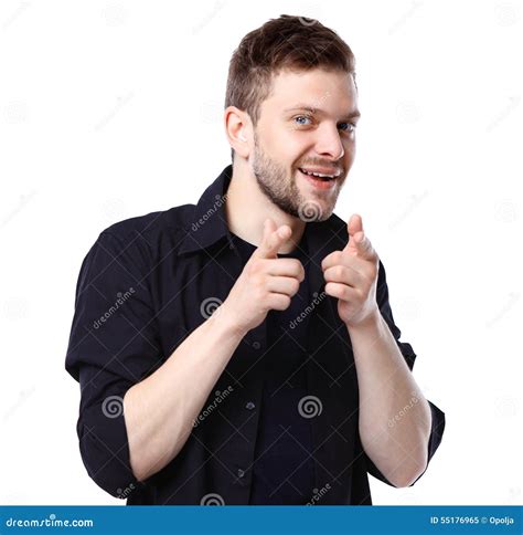 Young Business Man Pointing To The Camera On White Stock Image Image