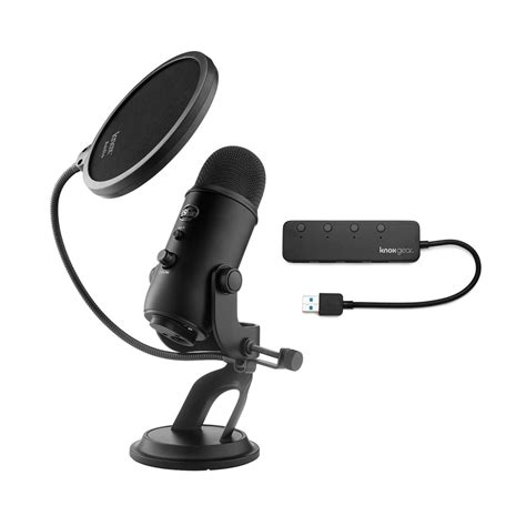 Blue Yeti Microphone Blackout With Knox Gear Pop Filter And 30 4