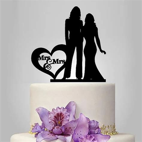 free shipping custom acrylic wedding lesbian cake topper personalized homosexual couple mrs