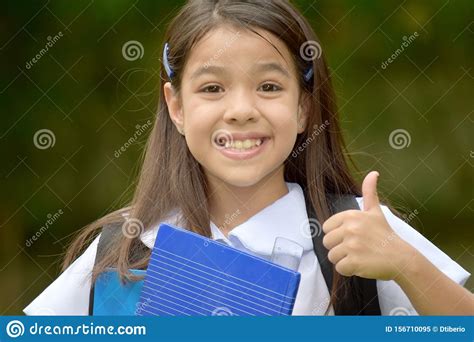 A Girl Student With Thumbs Up Stock Image Image Of School Education