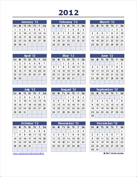 Yearly Calendar In Excel Format Printable Templates