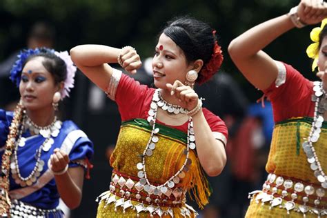 Bangladeshi Tribal Woman Wearing Traditional Clothing Dance At A Rally