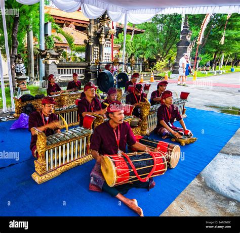 Group Playing Traditional Balinese Musical Instruments Bali Indonezia