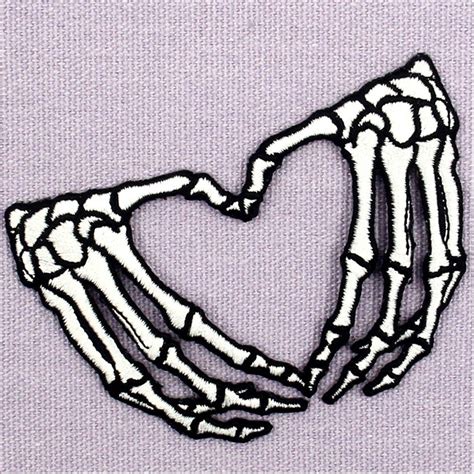 Skeleton Heart Hands Embroidered Iron On Patch Applique Etsy