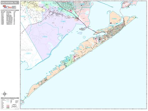 Galveston Texas Wall Map Premium Style By Marketmaps Mapsales