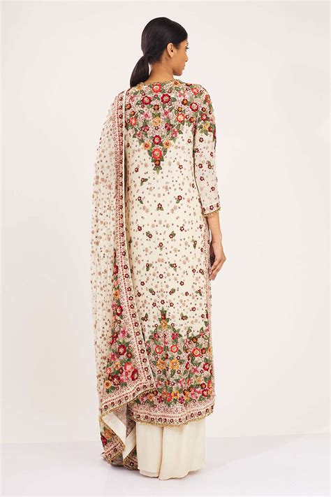 Buy Nakul Sen White Chiffon Embroidered Kurta Set Online Aza Fashions