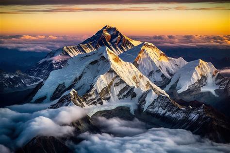 Dawn In The Mountains Above The Clouds Mount Everest Mountain