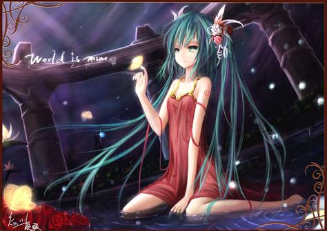 Video Games Vocaloid Flowers Hatsune Miku Long Hair Drawings Aqua Hair