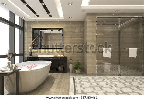 3d Rendering Modern Loft Bathroom Luxury Stock Illustration 687350461