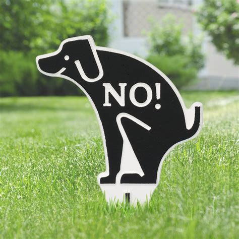 No Dog Poop Lawn Sign Silhouette Shaped Blackwhite