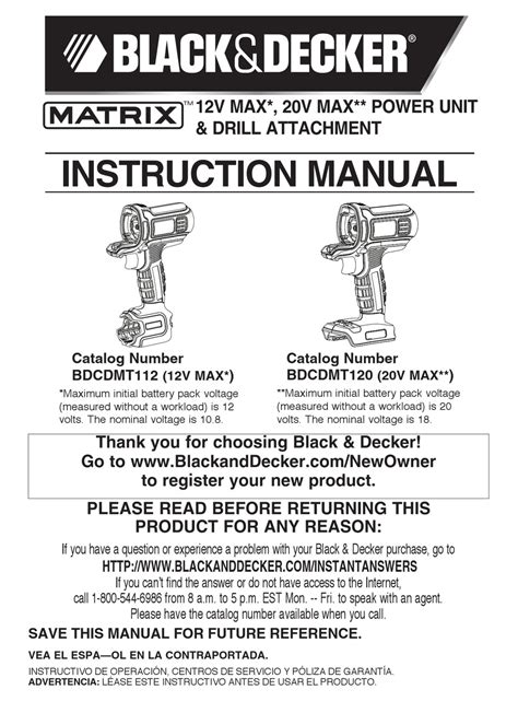 Black And Decker Matrix Bdcdmt112 Instruction Manual Pdf Download