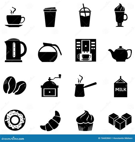 Vector Set Of Coffee Icons Icons For Coffee Shop Stock Vector