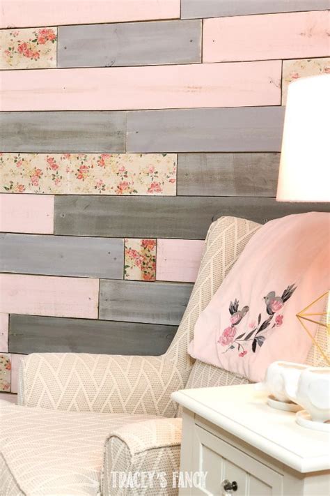 A Metallic Wood Plank Wall With A Floral Twist For A Baby Girls