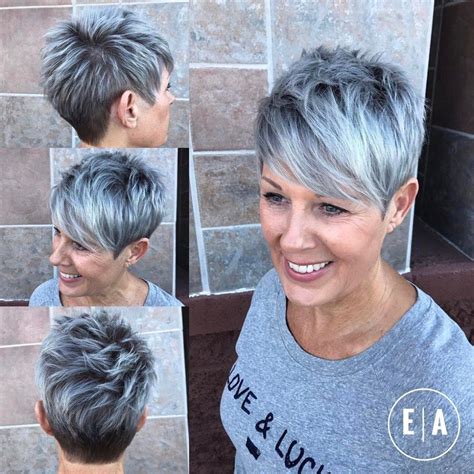 Spiky Gray Balayage Pixie For Women Over 50 Short Grey Hair Short Hair Cuts For Women Short